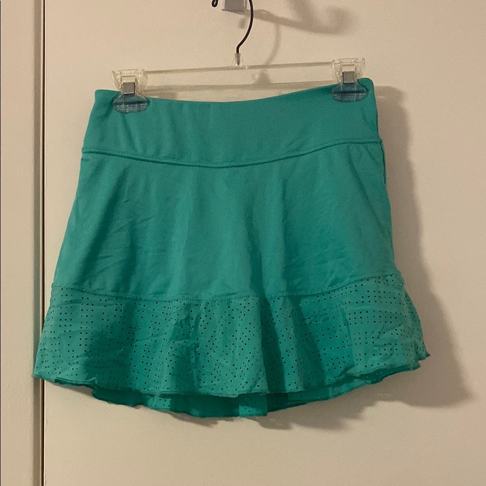 Green Tennis Skirt with Ruffled Hem